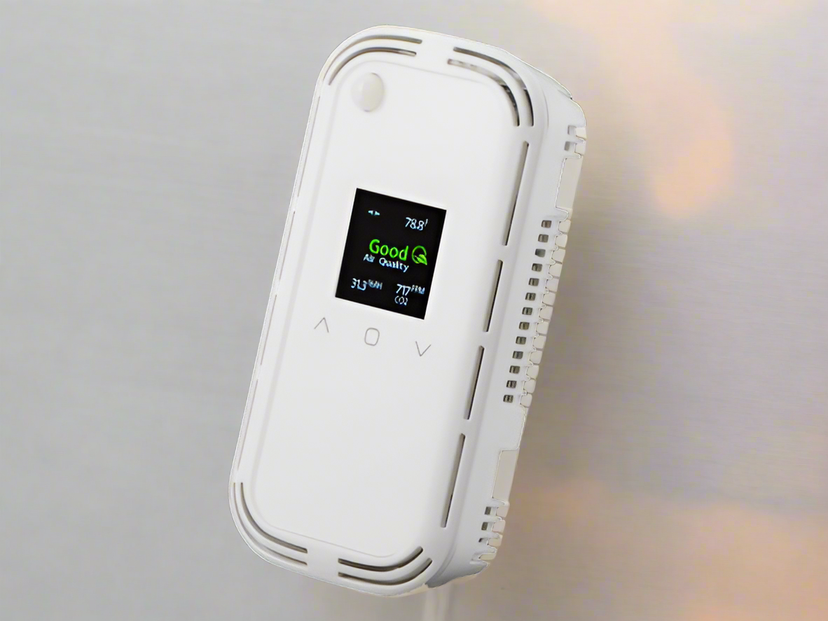 White electronic device with a digital display on a white background, featuring the Senya Sync logo.
