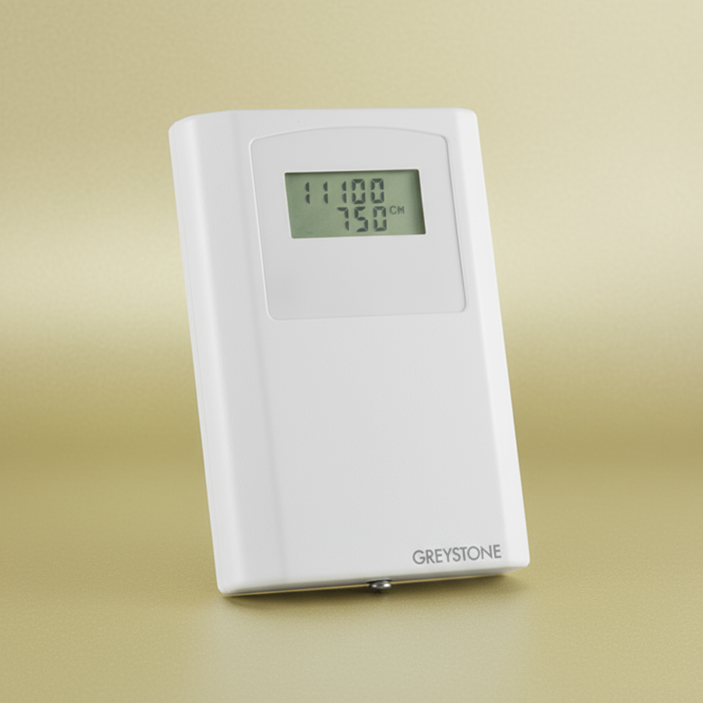 White digital thermometer with a display on a beige background