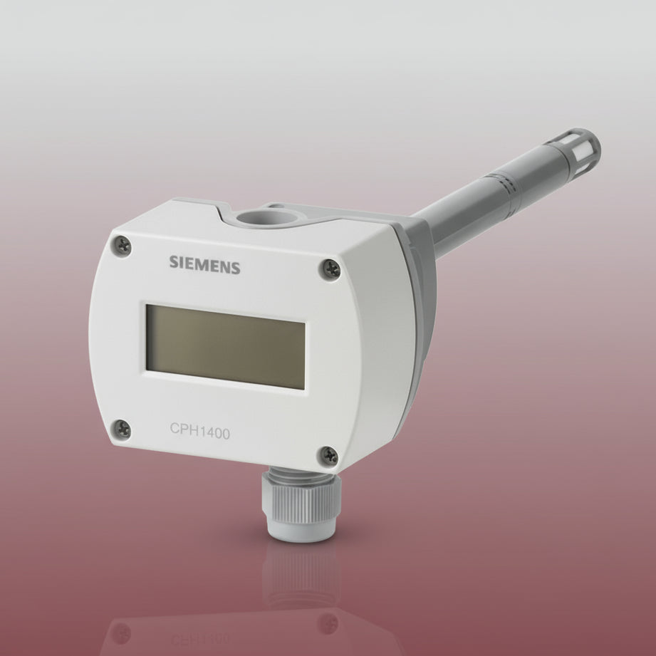 Siemens digital indoor air quality duct meter on a white background