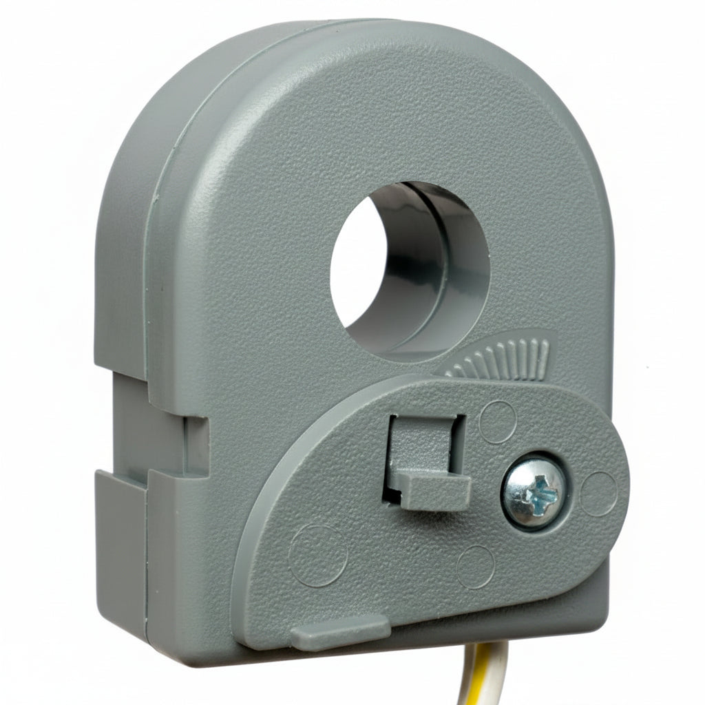 Gray electrical component on a white background