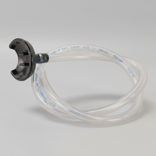 plastic tubing with test cap for Honeywell E3 on tan background