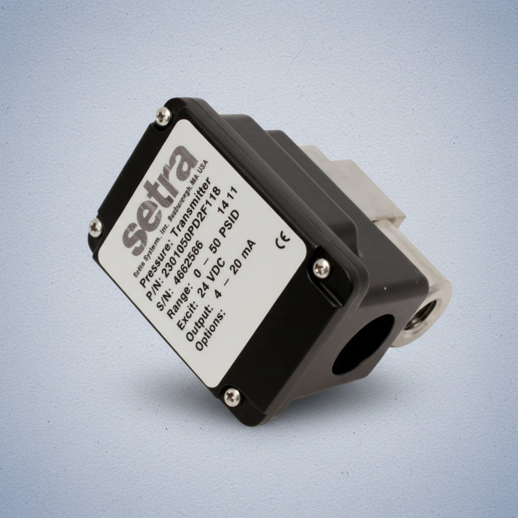 Mechanical component with Setra branding and specifications on a light blue background