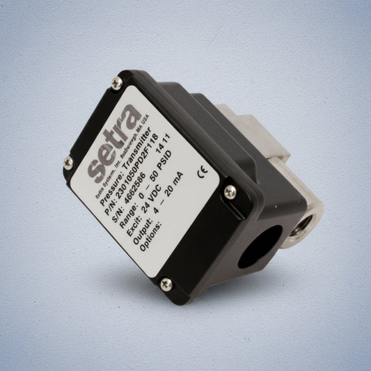 Mechanical component with Setra branding and specifications on a light blue background