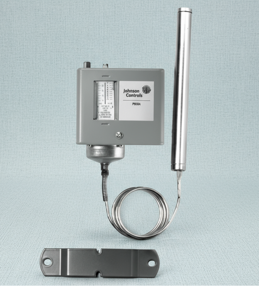 Temperature sensor with probe on a white background