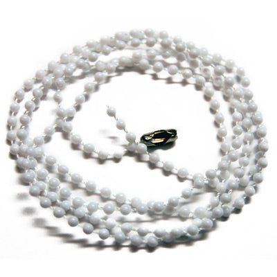 White beaded necklace with a clasp on a white background