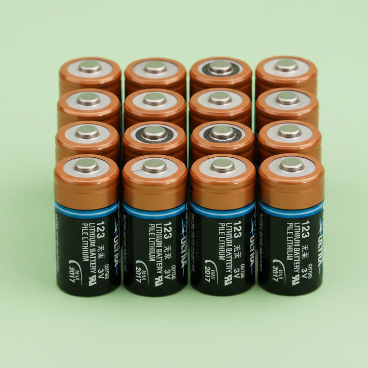 12 Lithium batteries with visible branding on a white background