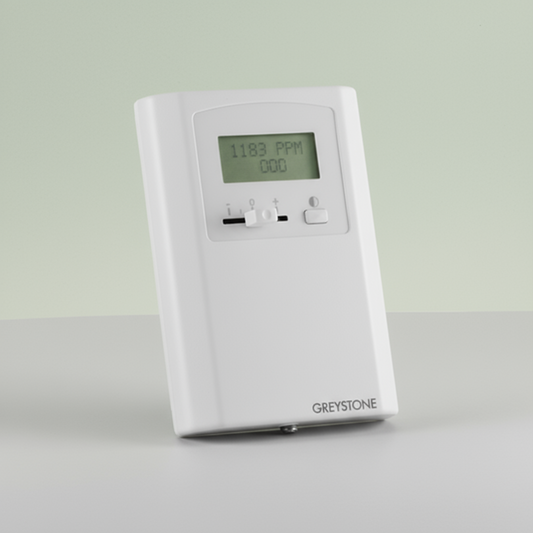 White electronic device with digital display on a light gray background