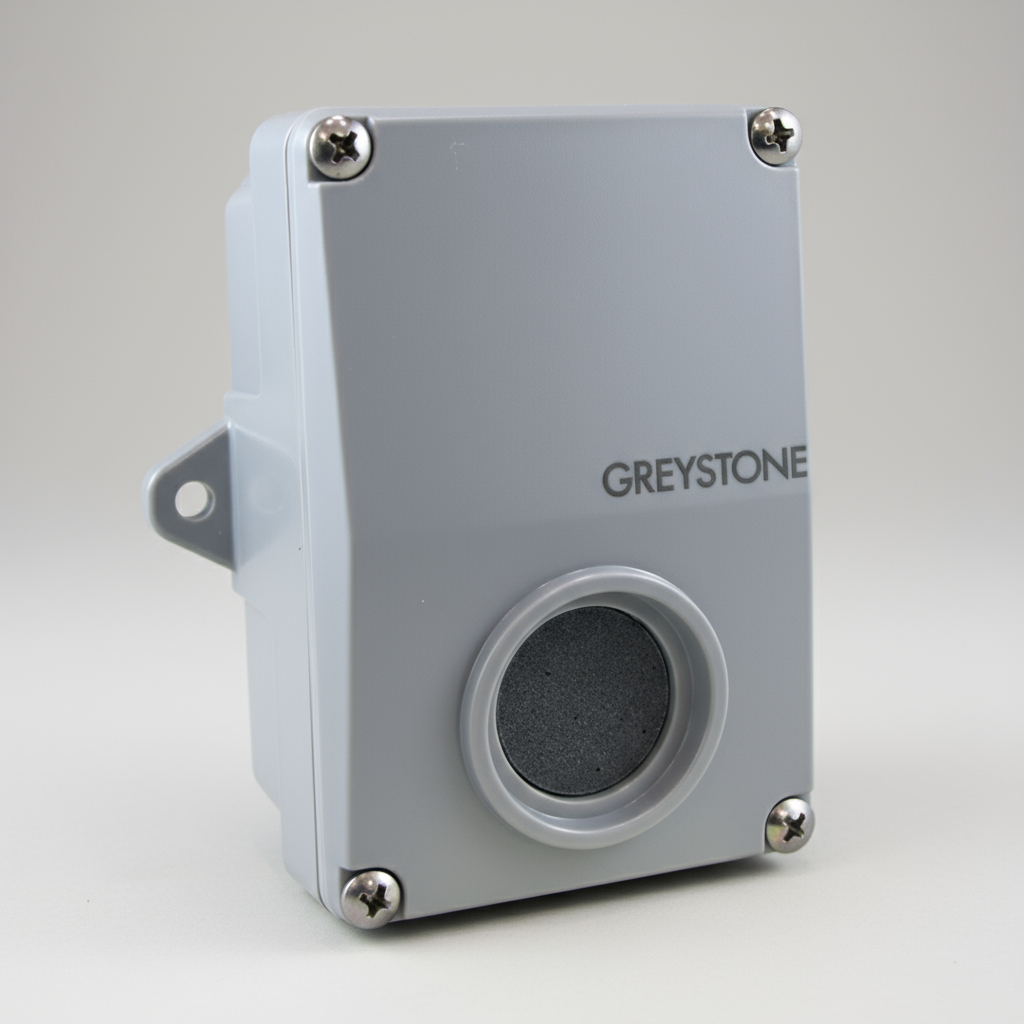 Gray electronic device with 'GREYSTONE' branding on a white background