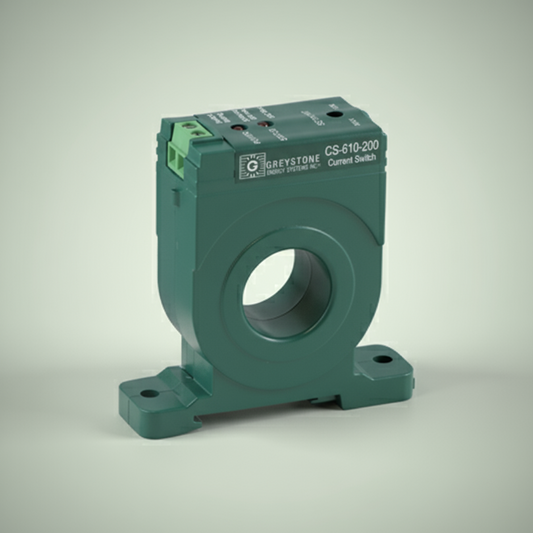 Green current sensor with 'GREYSTONE' branding on a white background
