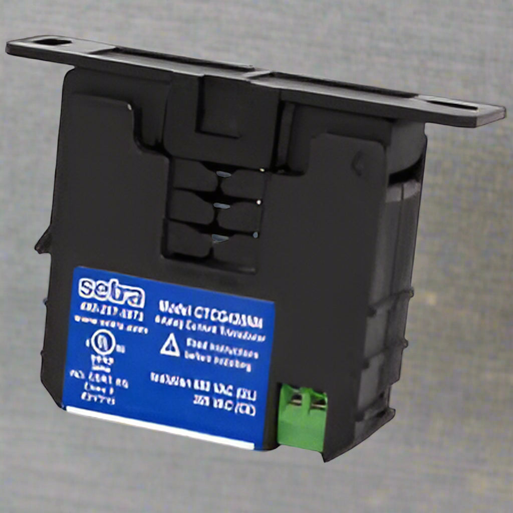 Electrical component with a blue label on a white background