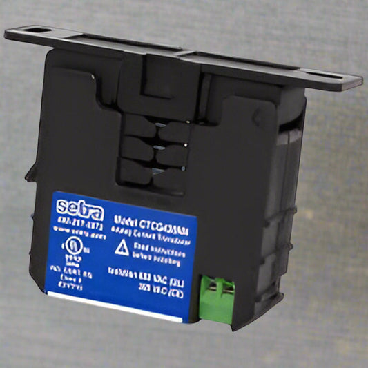 Electrical component with a blue label on a white background