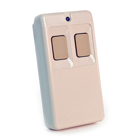 Remote control with two buttons on a white background