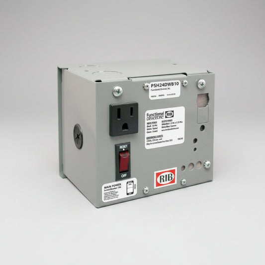 Electrical panel with outlets and switches on a white background