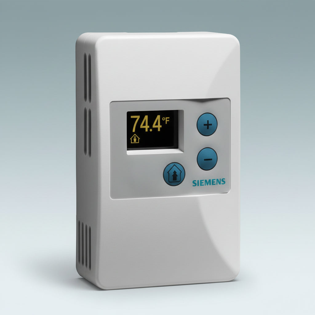 Siemens sensor with digital display and buttons on a gray background