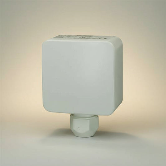 white plastic monitor with bottom npt connector, without lcd on white background
