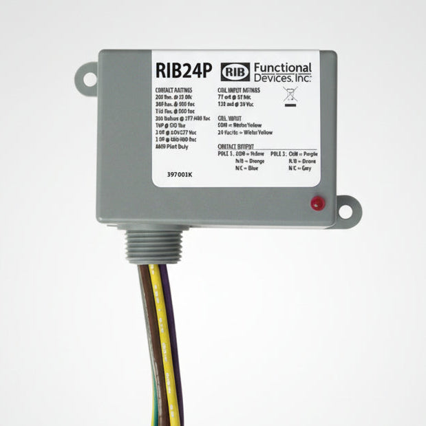 RIB24P electronic component with wiring on a white background