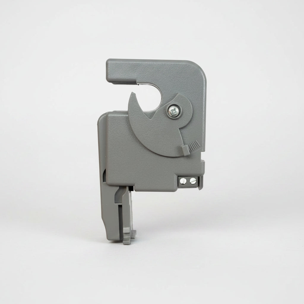 Gray plastic component on a white background
