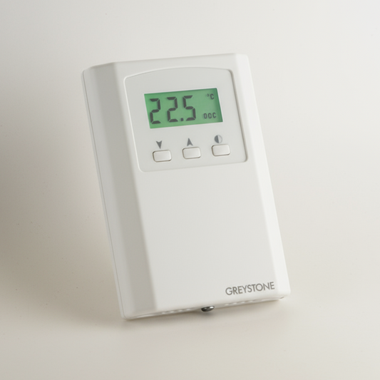 Digital thermostat with a white background