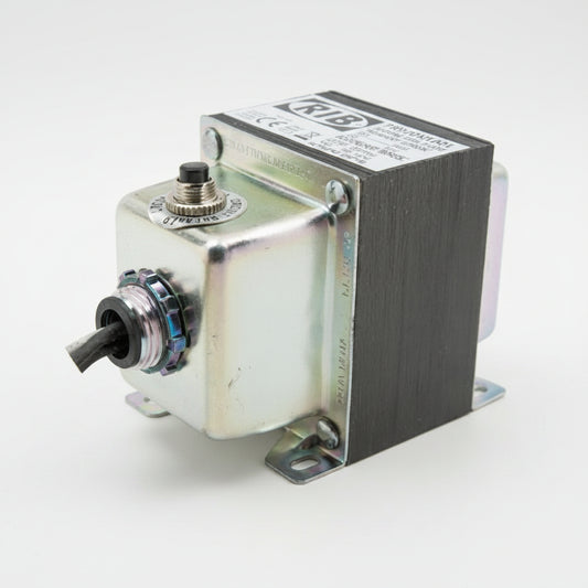 Electrical component with metallic finish on a white background