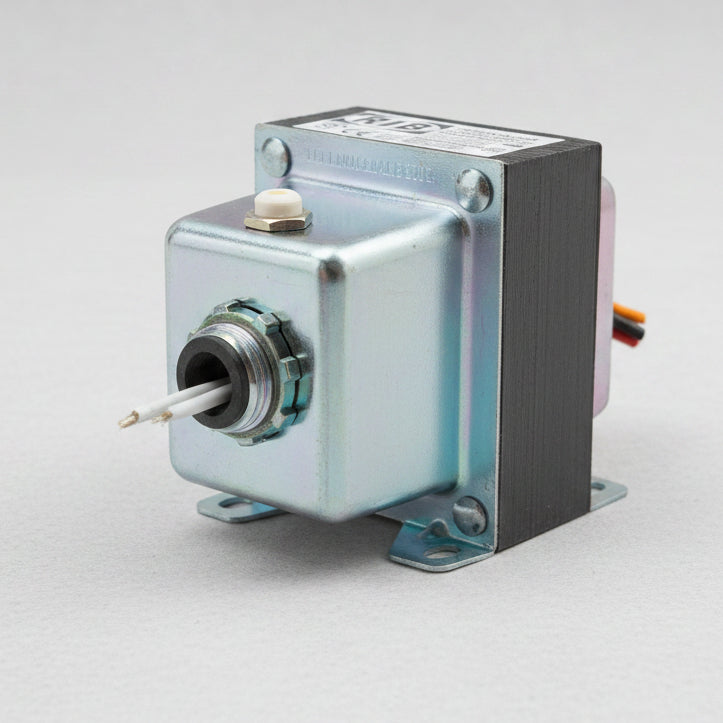 Electromagnetic relay with wiring on a white background