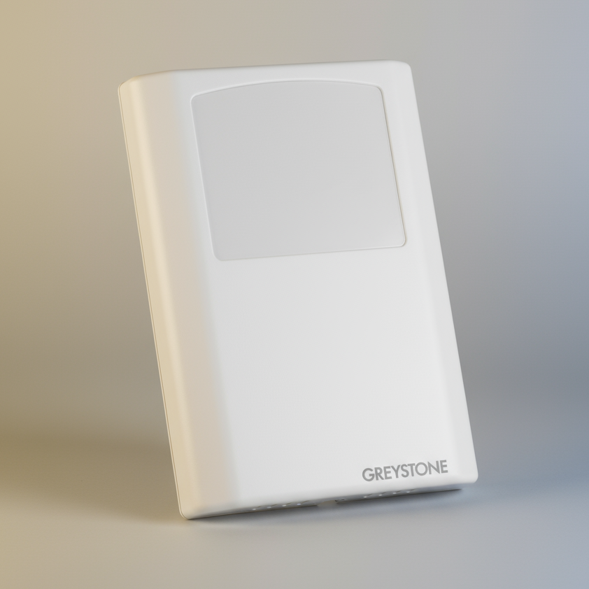 White electronic device with 'GREYSTONE' branding on a gradient background