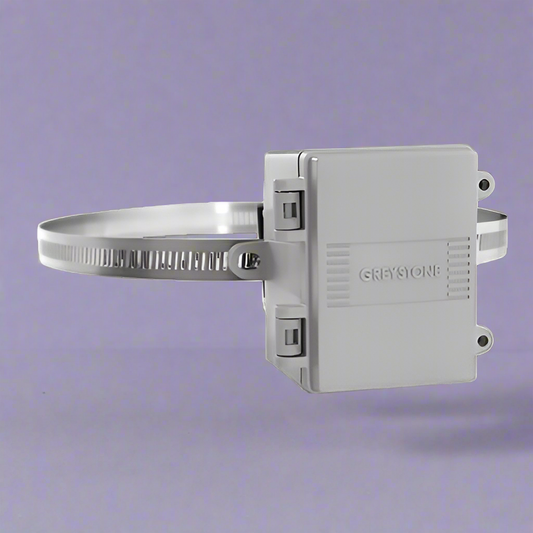 Gray electrical junction box with cable clamps and UL Listed logo on a white background