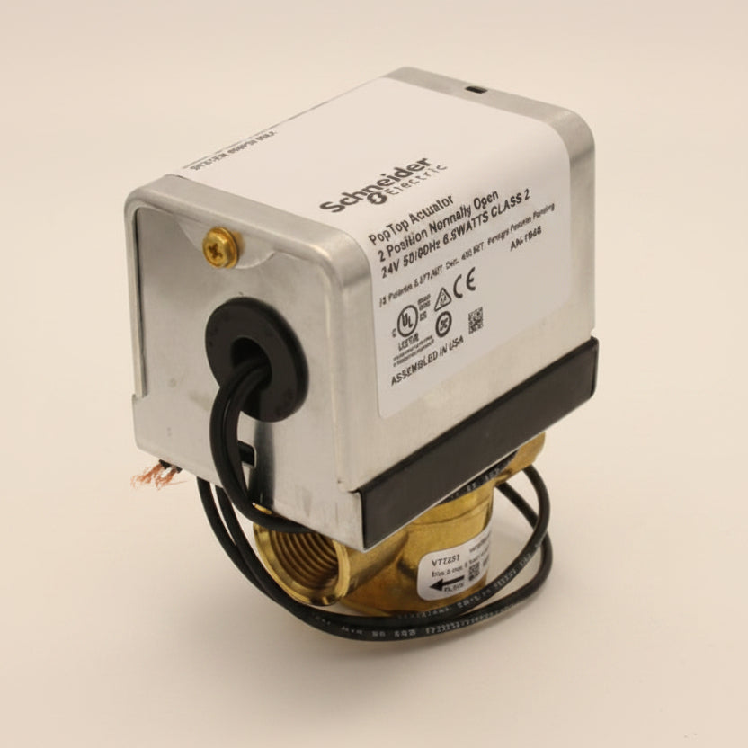 Electrical component with branding on a white background