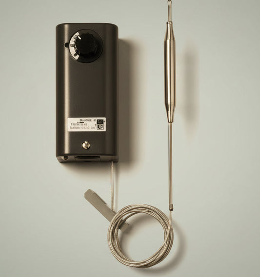 Thermometer with probe on a white background