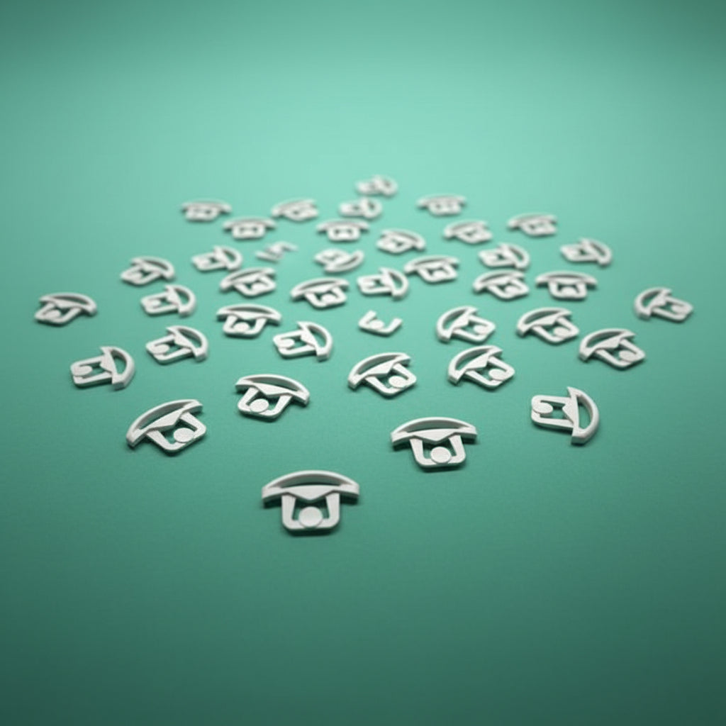 little beige clips on a green background