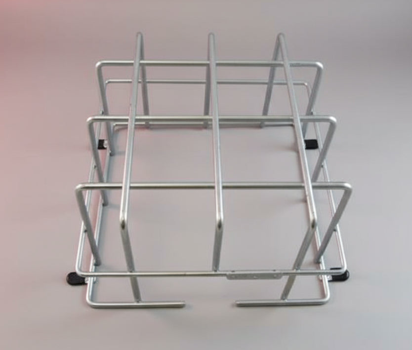 Metal wire rack on a white background