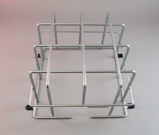 Metal wire rack on a white background