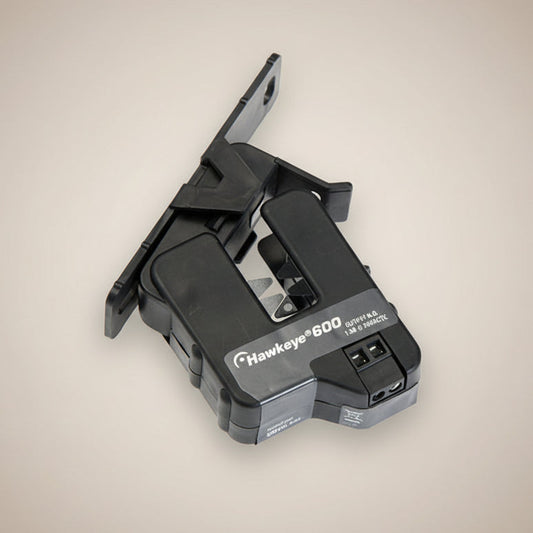 Black Hawkeye-branded current device on a white background