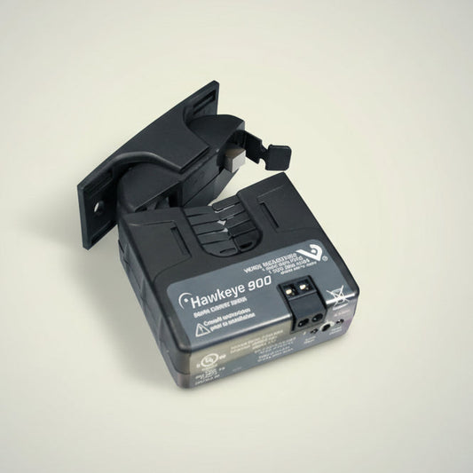 Black electronic device with 'Hawkeye 900' branding on a white background