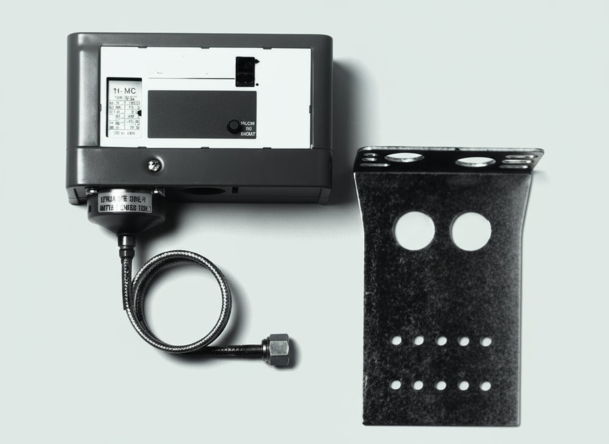Industrial device with a mounting bracket on a white background